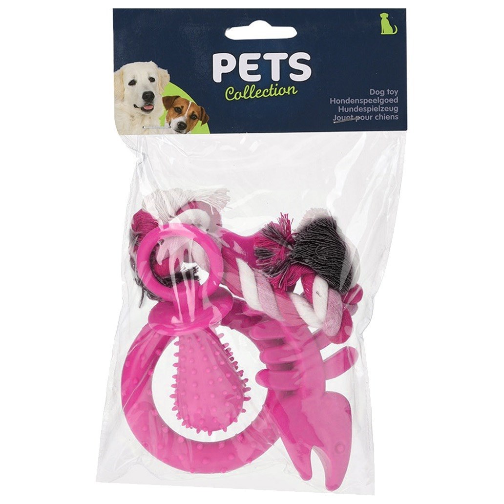 Sada hračiek pre šteňatá ružová, 4 ks