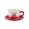 Filiżanka ceramiczna z talerzykiem Wesoły renifer, 250 ml