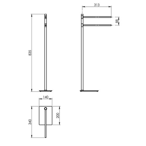 GEDY TR3122 Trilly suport cu suport pentruprosoape, pătrat, alb mat