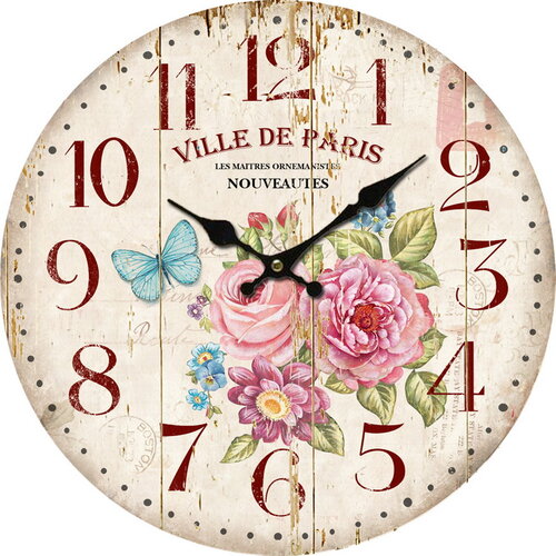 Ceas de perete din lemn Ville de Paris, 34 cm