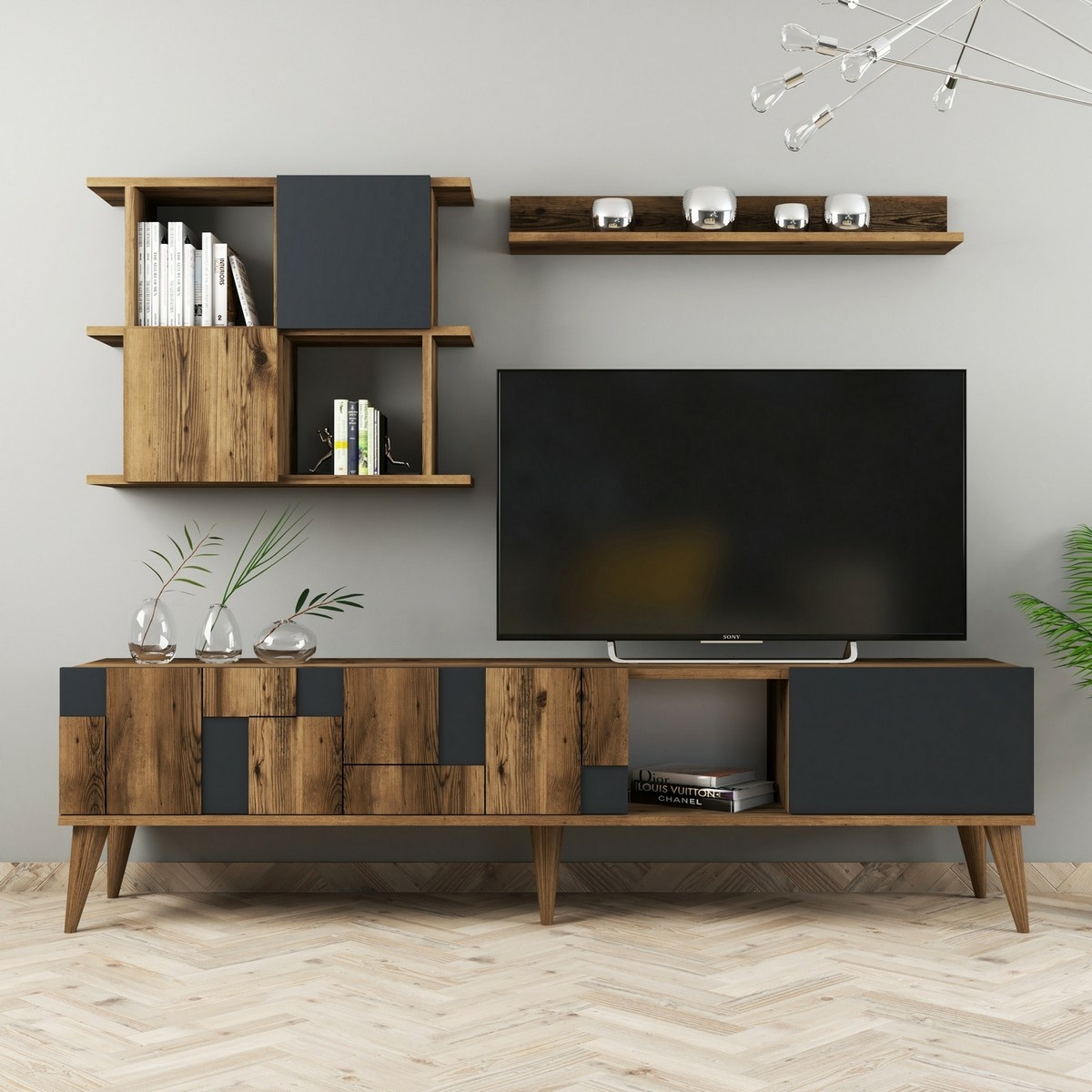 Televízna stena Madrid Anthracite and Walnut