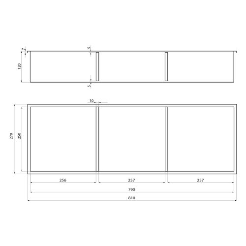 POLYSAN 1301-27B Inserta zapuštěná police do obkladu, 27 x 81 cm, nerez, antracit