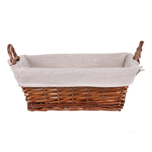 Pletena košara z blago rjava, 35 x 25 x 13 cm