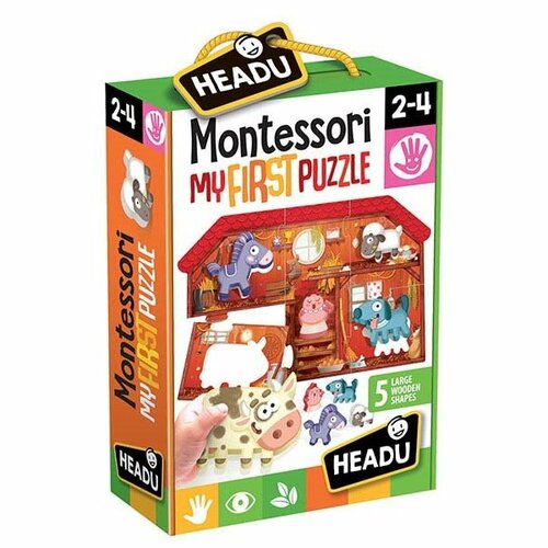 Headu Moje prvé puzzle Farma s 5 drevenými figúrkami (Montessori)