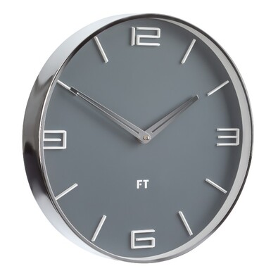 Future Time FT3010GY Flat Grey Designové nástenné hodiny, pr. 30 cm