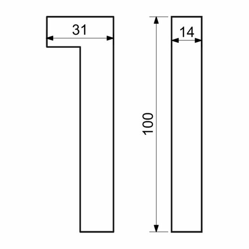 Aluminijasta hišna številka 1, 3D teksturiranapovršina