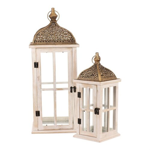 Set felinare din lemn Golden roof 2 buc., natural