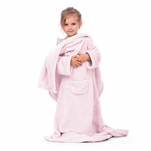 Decoking odeja z rokavi Lazy Kids pudra, 90 x 105cm