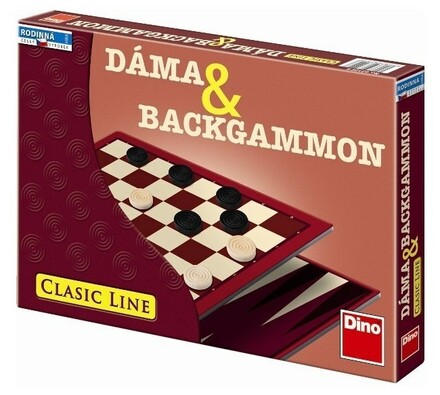 Hra Dáma a Backgammon Dino Toys, bílá + hnědá
