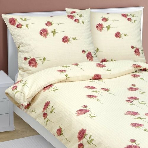 Lenjerie de pat creponată Bellatex Roses , 140 x 200 cm, 70 x 90 cm