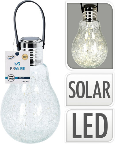 Solární LED osvětlení Žárovka, 7 x 26 cm, 30 LED, teplá bílá