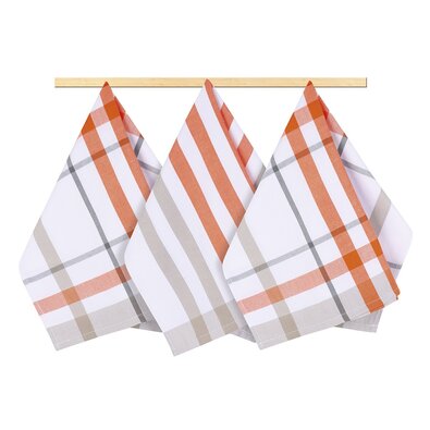 Kuhinjska krpa karo oranžna, 50 x 70 cm, set 3 kos
