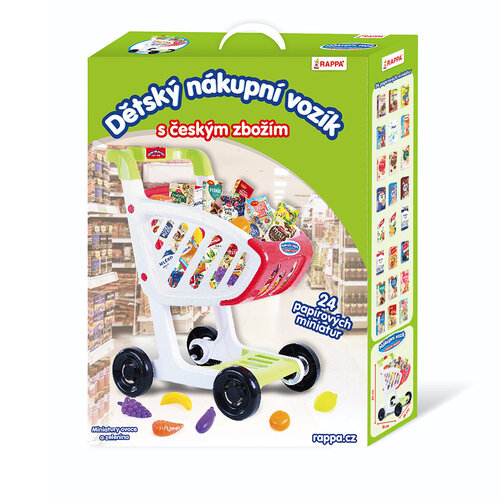Rappa Dětský nákupní vozík s českým zbožím, 45 x 36 x 24 cm