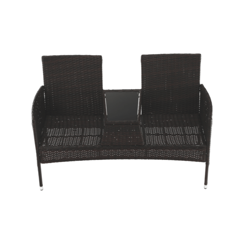 Gartenbank mit Tisch und Kissen, braun/cremefarben, LALIT