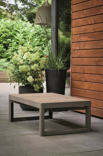 Masă Keter Lyon din ratan 116 x 72 x 40–66 cm,culoare cappuccino