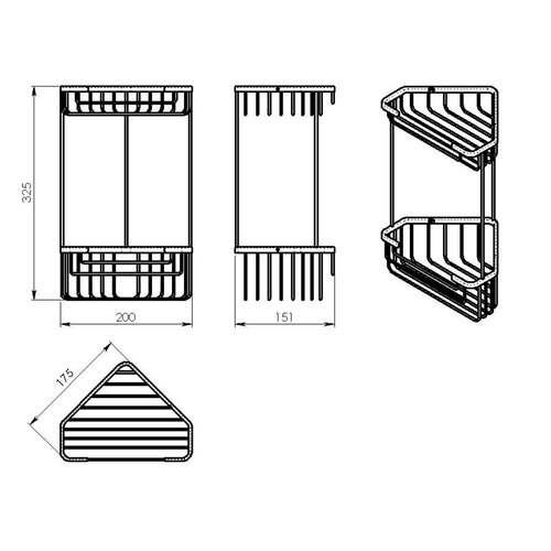 GEDY 2482 Pametna dvostopenjska kotna polica 20 x32,5 x 15,1 cm, srebrna