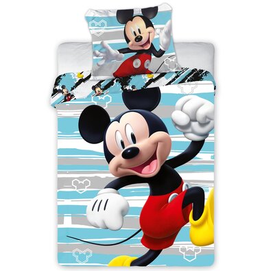 Bawełniana pościel dziecięca do łóżeczka Wesoły Mickey Mouse, 100 x 135 cm, 40 x 60 cm