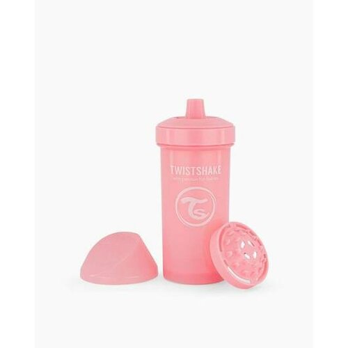 Twistshake Netekoucí láhev s pítkem 360 ml 12 m+, růžová