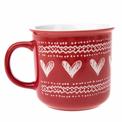 Božični keramični lonček Christmas heart II rdeč,450 ml
