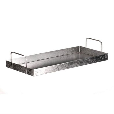 Tavă metalică cu mâner dreptunghiulară, argintie,36 x 16 x 7 cm