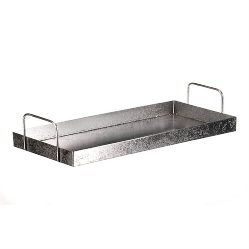 Metalowa taca z uchwytami, prostokątna, srebrna,36 x 16 x 7 cm