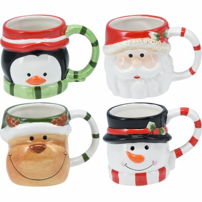 Sada 4 vánočních keramických hrnků 250–280 ml