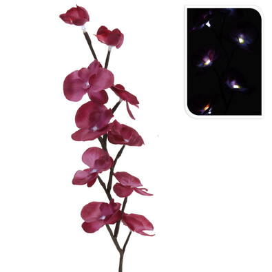 Umělá orchidej LED tmavě růžová