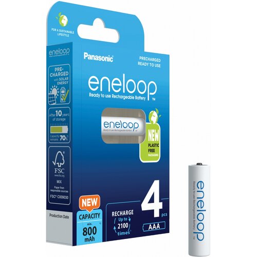 Panasonic Komplet polnilnih baterij BK-4MCDE/4BE800mAh Ni-MH Eneloop AAA