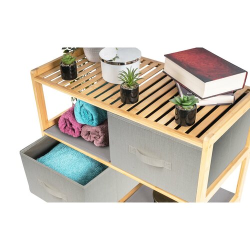 G21 Bambusowy regał z koszykami, 3 półki, beżowy