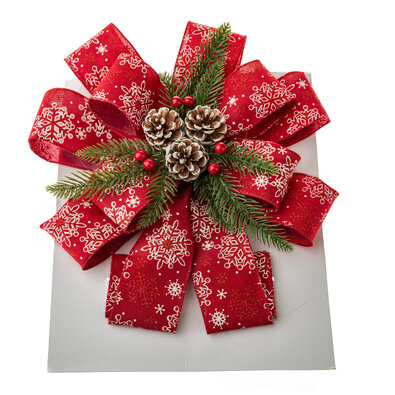 Бант для ялинки 30 x 81 см, червоний