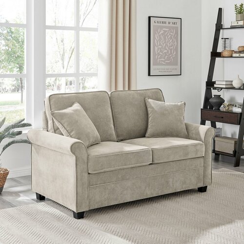 Dwuosobowa sofa ASB-4170 BGE2, manżestrowa, beżowa