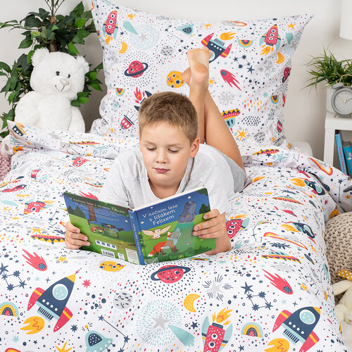 Lenjerie de pat din bumbac pentru copii 4Home Cosmic Adventure, 140 x 200 cm, 70 x 90 cm