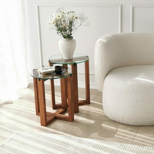 Beistelltisch-Set Amalfi Walnut, 2 Stück