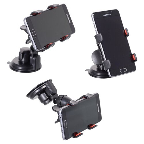 Suport pentru telefon / GPS pe ventuză Compas Double Clips, negru