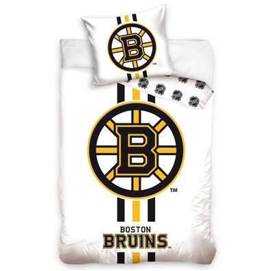 Lenjerie de pat NHL Boston Bruins White, din bumbac, 140 x 200 cm, 70 x 90 cm