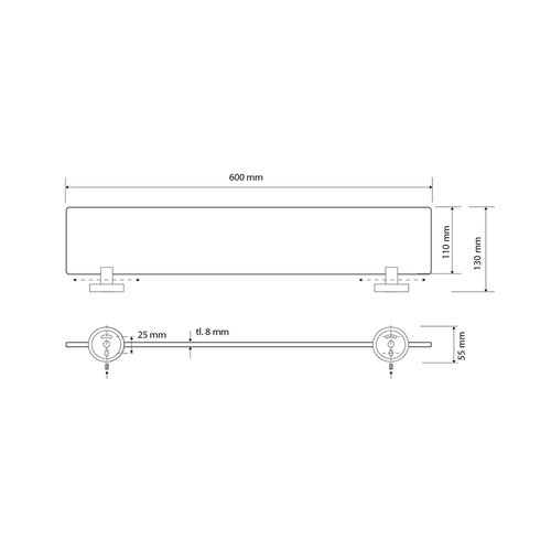 Полиця зі скла Sapho XR609W X-Round White, 60 см,молочне скло/білий