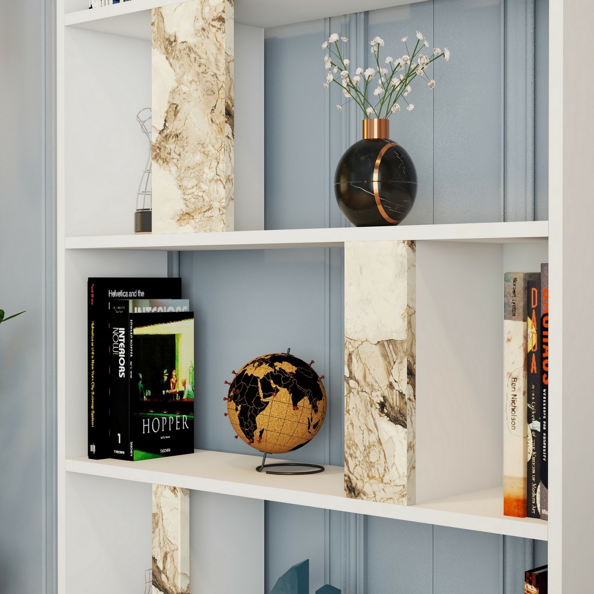 Knižnica Lime White Marble and White