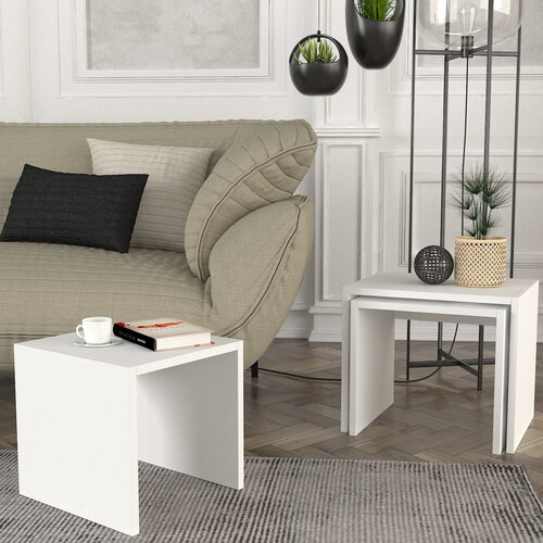 Odkladací stolík Zariel White, 3 ks