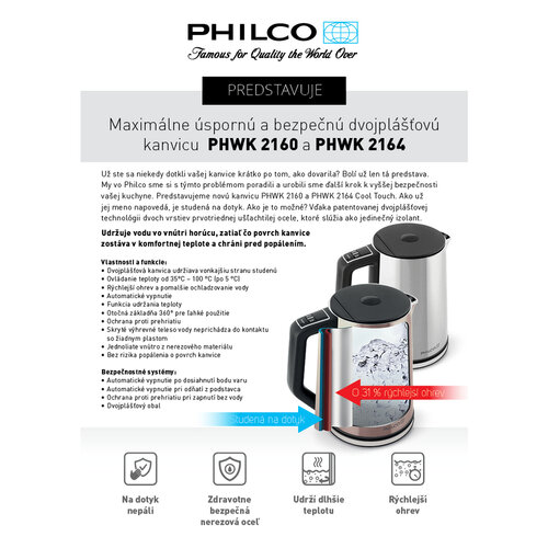 Philco PHWK 1700 elektromos vízforraló, 1,7 l