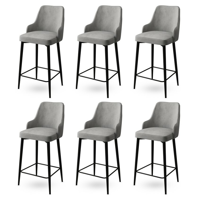 Enox Grey and Black bárszék szett, 6 db, szürke, 6 db akciós termékkép 1