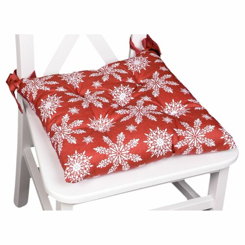 Świąteczne siedzisko Płatki śniegu czerwony, 40 x 40 cm