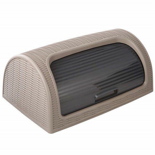 Altom Plastový chlebník Rattan Taupe 41,7 x 26,9 x 18,1 cm