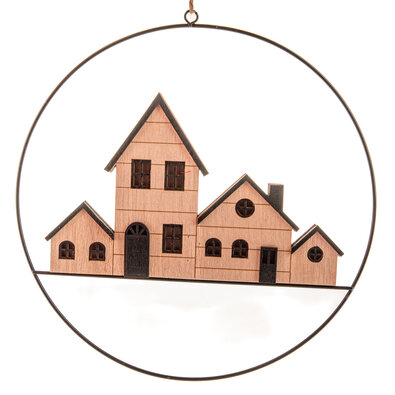 Zawieszana dekoracja świetlna domki, śr. 25 cm
