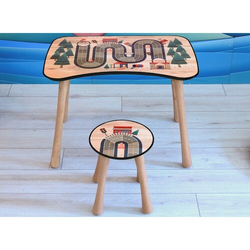 Dětský stolek se stoličkou Dráha, 65 x 41 x 47 cm