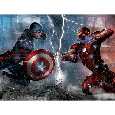 Fototapeta dziecięca XXL Captain America i Iron Man 360 x 270 cm, 4 części