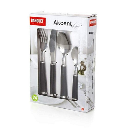 Banquet Akcent Black 24-częściowy zestaw sztućców