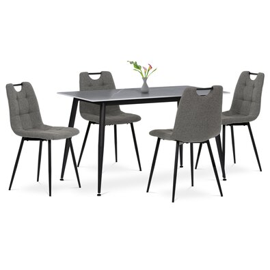 Jedálenský set s keramickou doskou a 4 stoličkami, sivá