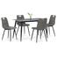 Esszimmergarnitur mit Keramikplatte und 4 Stühlen, grau