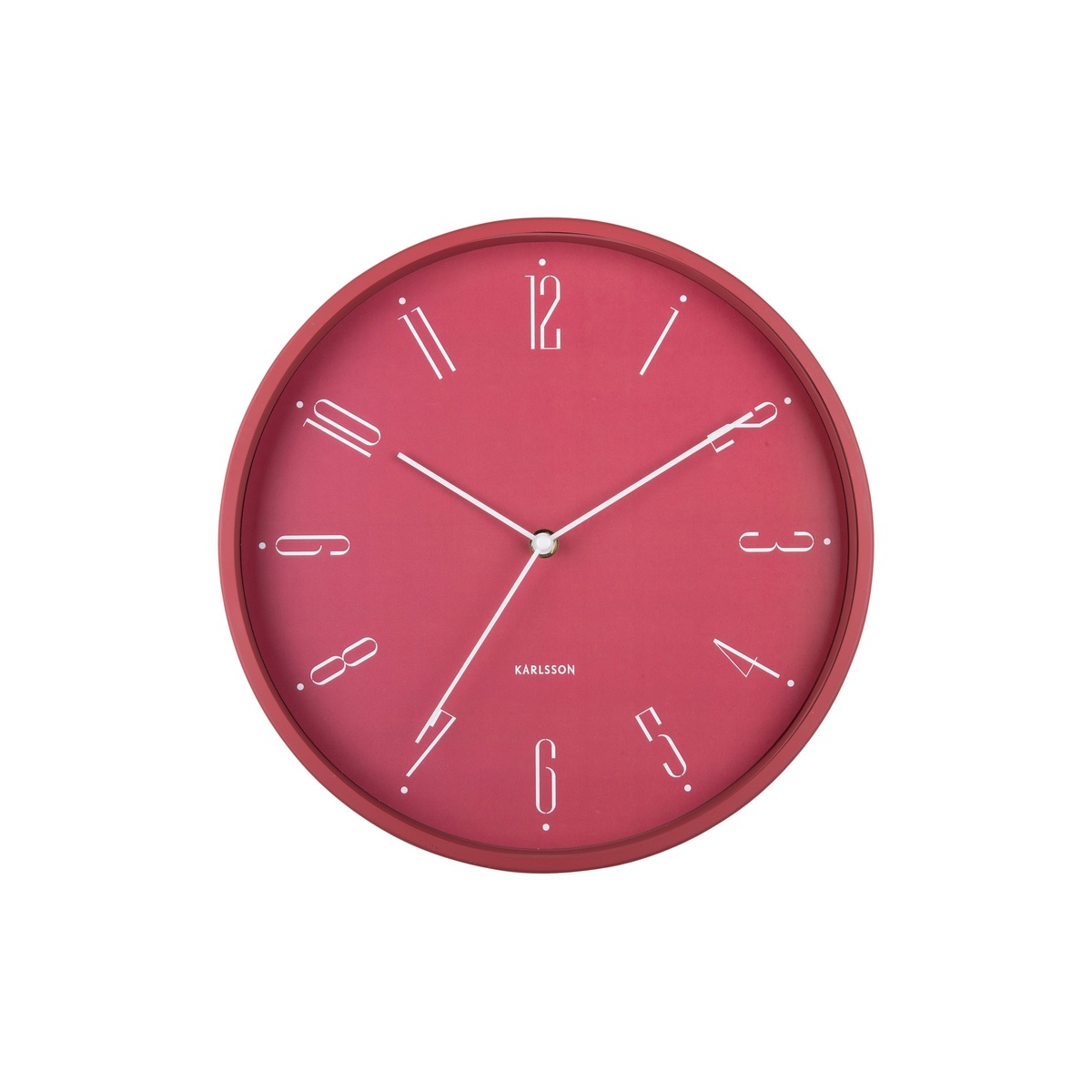 Karlsson 5988RD dizajnové nástenné hodiny tmavoružové, priemer 30 cm