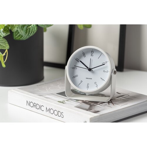Karlsson 5989WH design ébresztőóra fehér, átmérő 12 cm